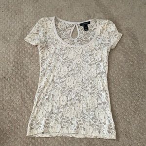 Cream lace tshirt blouse